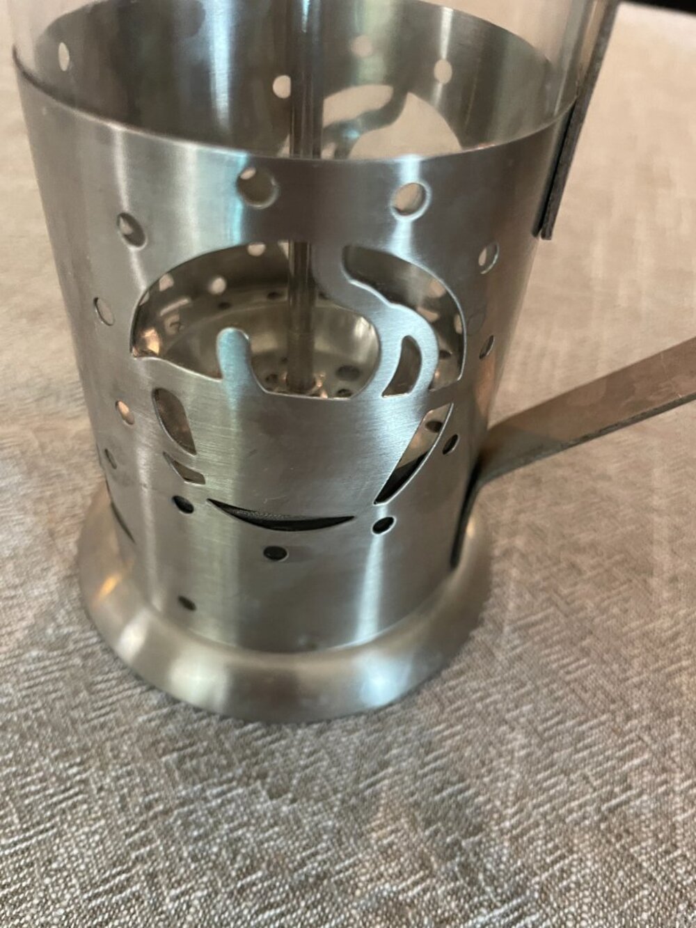 Stainless Steel French Press Coffee Maker with Coffee Cup Design 6" - Picture 2 of 5